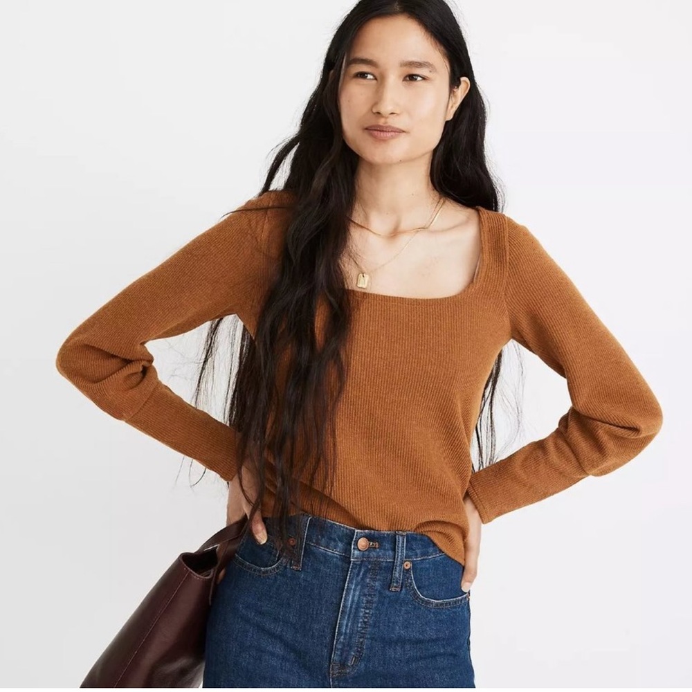 Madewell Ottoman Rib Square-Neck Top